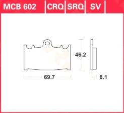 Sintermetallbremsbelag MCB 602 SV SUZUKI GSX-R 600 01-03 / GSX-R 750 00-03 / SV 1000 (BX) 2003- (mit ABE)