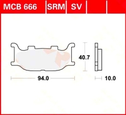Sintermetallbremsbelag MCB 666 SV  Yamaha FZ6 (FZ6) 2004-2009 (mit ABE)