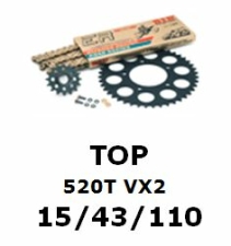 Kettenkit "TOP" 520 VX2  Kawasaki ZX-6RR 05-06 (Teilung und Übersetzung wie original)