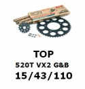 Kettenkit "TOP" 520 VX2 G&B  Kawasaki ZX-6RR 05-06 (Teilung und Übersetzung wie original)