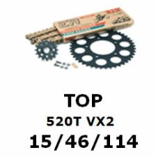 Kettenkit "TOP" 520 VX2  Kawasaki ER-6 Versys 07- (Teilung und Übersetzung wie original)