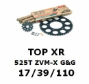 Kettenkit "TOPXR" 525 ZVM-X G&G Kawasaki ZX-10R 04-05  (Teilung und Übersetzung wie original)