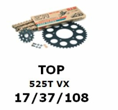 Kettenkit "TOP" 525 VX  KTM RC8 / R 08- (Teilung und Übersetzung wie original)