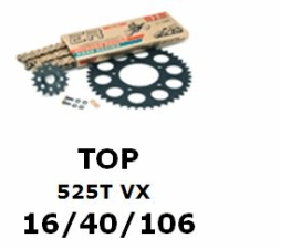 Kettenkit "TOP" 525 VX  Aprilia RSV 1000 Tuono 06-  (Teilung und Übersetzung wie original)