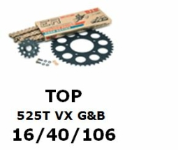 Kettenkit "TOP" 525 VX G&B Aprilia RSV 1000 Tuono 06-  (Teilung und Übersetzung wie original)