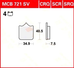 Sintermetallbremsbelag MCB 721 SV  (mit ABE)