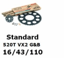 Kettenkit "TOP" 520 VX2 G&B  Kawasaki ZX-6R 636 13- (Teilung und Übersetzung wie original)