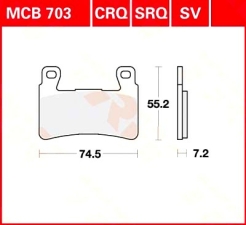 Sintermetallbremsbelag MCB 703 SRQ HONDA VTR 1000 SP1 / SP2  2000-2003 (Sinter Road Racing ohne ABE)