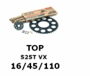 Kettenkit "TOP" 525 VX  Yamaha MT-09 14- (mit & ohne ABS)  (Teilung und Übersetzung wie original)
